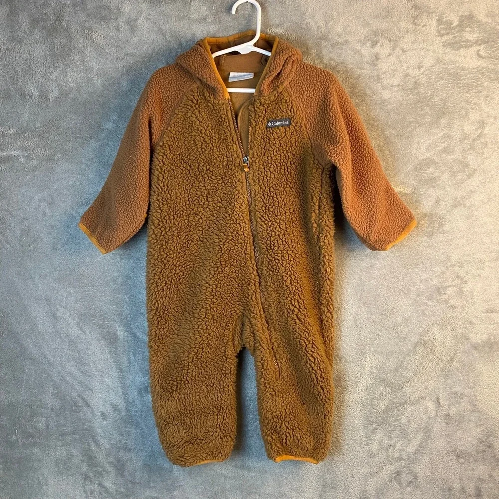 Columbia Foxy Baby Sherpa Bunting 12-18 Months Brown Bear Hooded One Piece